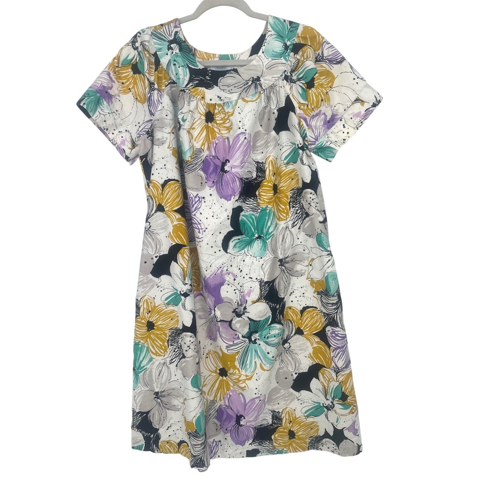 Vintage Sears M Floral House Dress Nightgown Muumuu Lounge Retro Granny Tropical